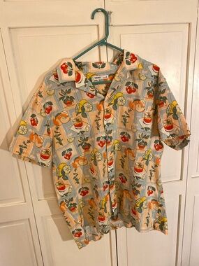 SONOMA Button Down Short-Sleeved Shirt (Fruit Pattern, Yellow/Orange/Blue)
